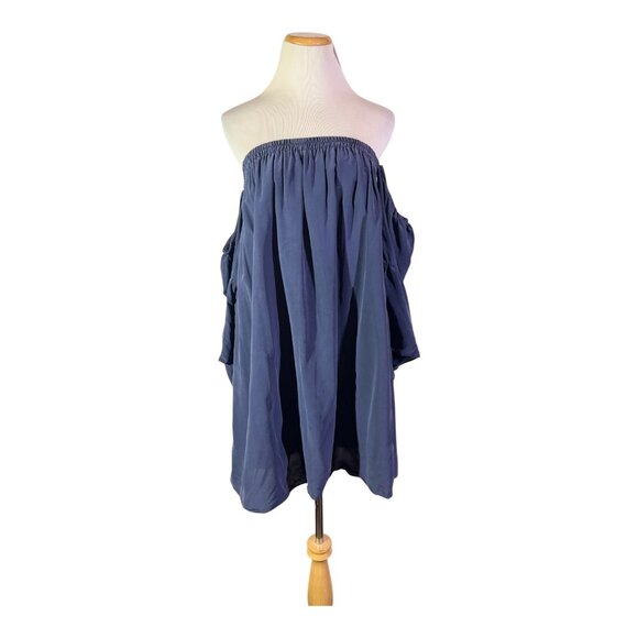Lilly Pulitzer Dresses & Skirts - Lilly Pulitzer Size L Silk Dress Blue Off-the-Shoulder Sleeves